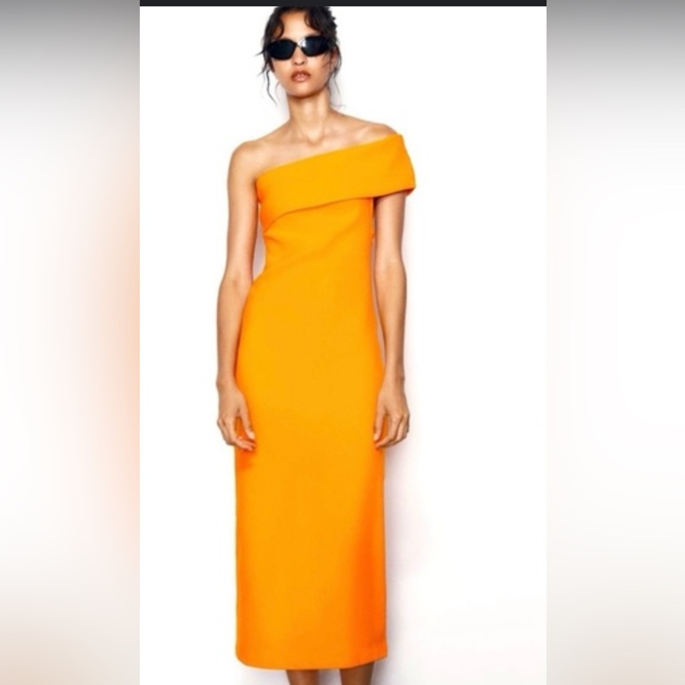 Zara One Shoulder Dress in Vibrant Orange